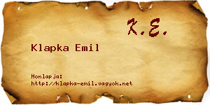 Klapka Emil névjegykártya